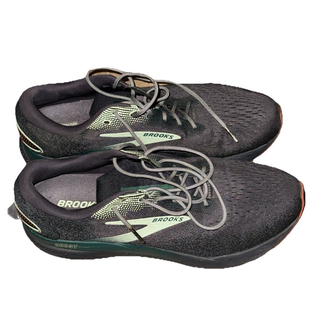 Brooks Ghost 16 Blackened Pearl/June Bug/Green Sneakers Men Size 14 D Medium